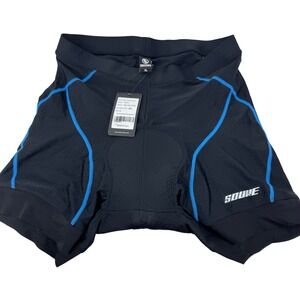 NWT Souke Men Cycling Shorts Black Blue Padded Bicycle Riding Shorts Size XL